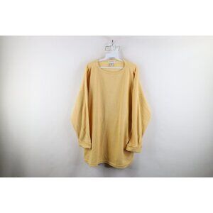 Vtg 90s Express Womens XL Baggy Thermal Ribbed Knit 3/4 Sleeve T-Shirt Yellow